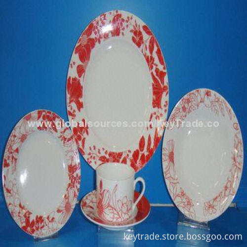Fine Porcelain 20-piece Dinner Set in Round Shape with Decal, Customized Designs Welcomed